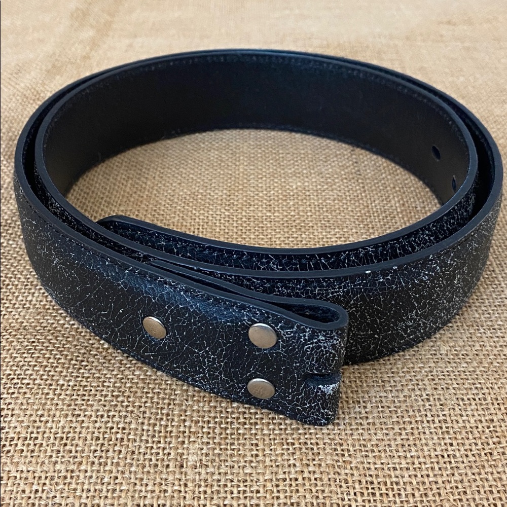 Nocona Belt Co Distressed Black Leather Belt Strap No Buckle Large